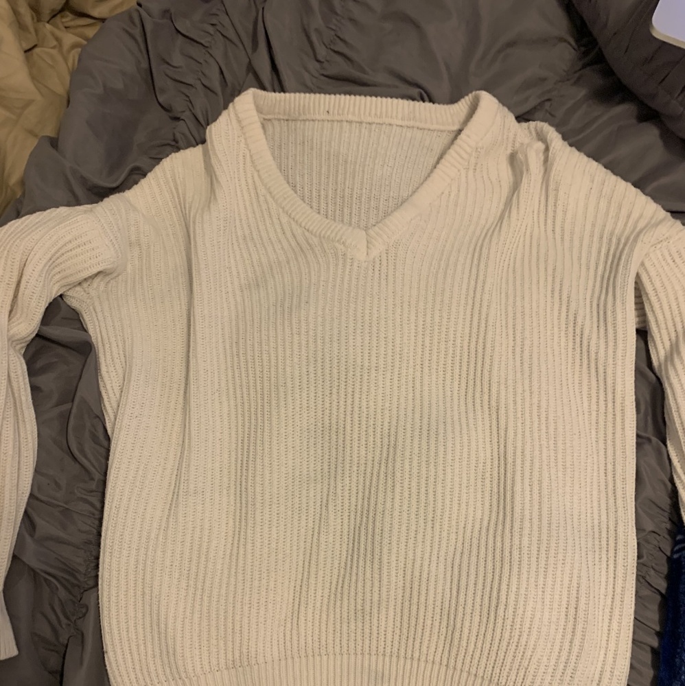 White cable sweater
